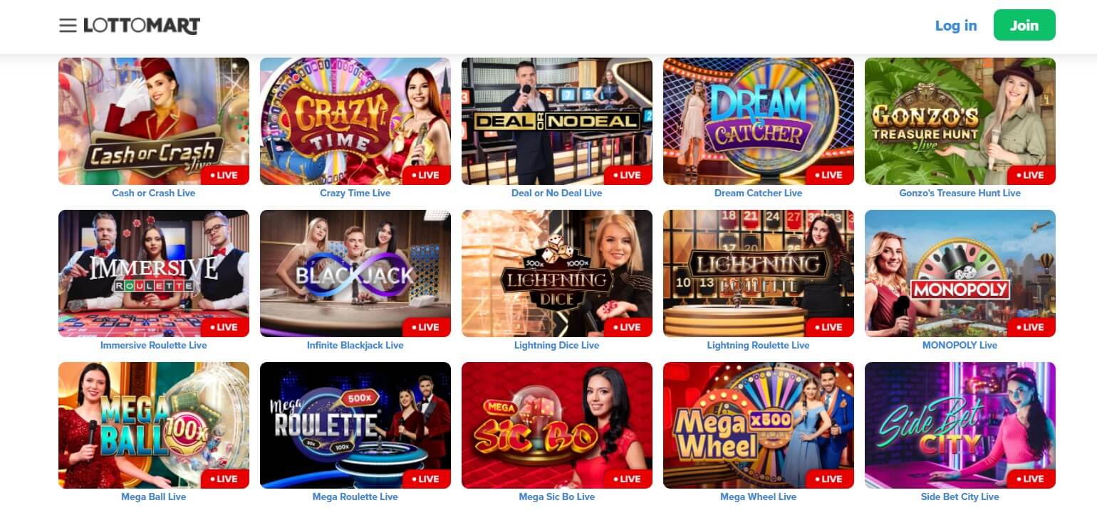 live casino have wide variety of roulette to mega ball