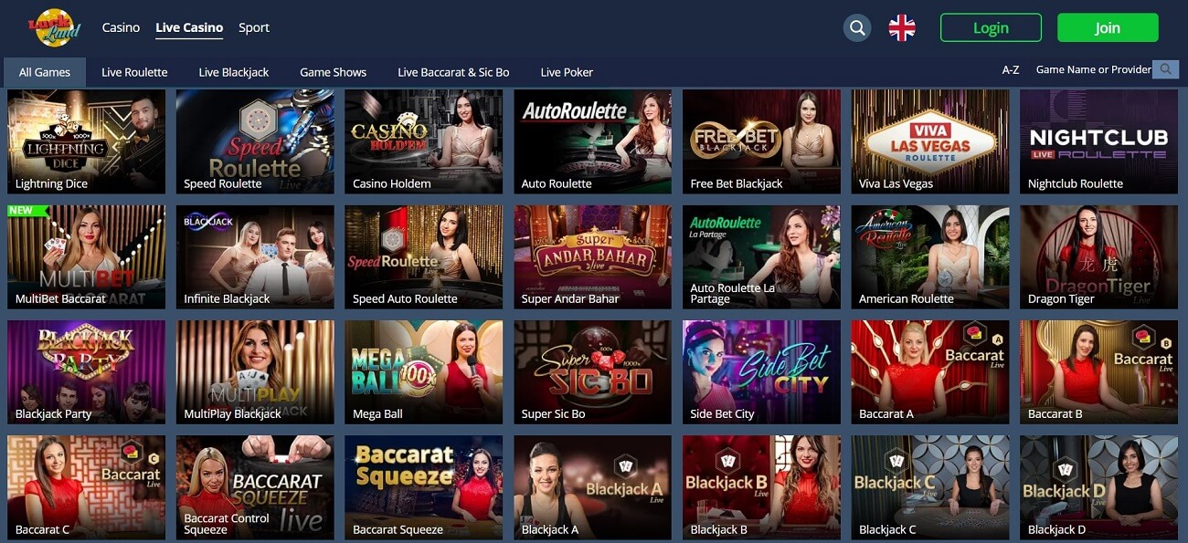 luckland casino live dealer games